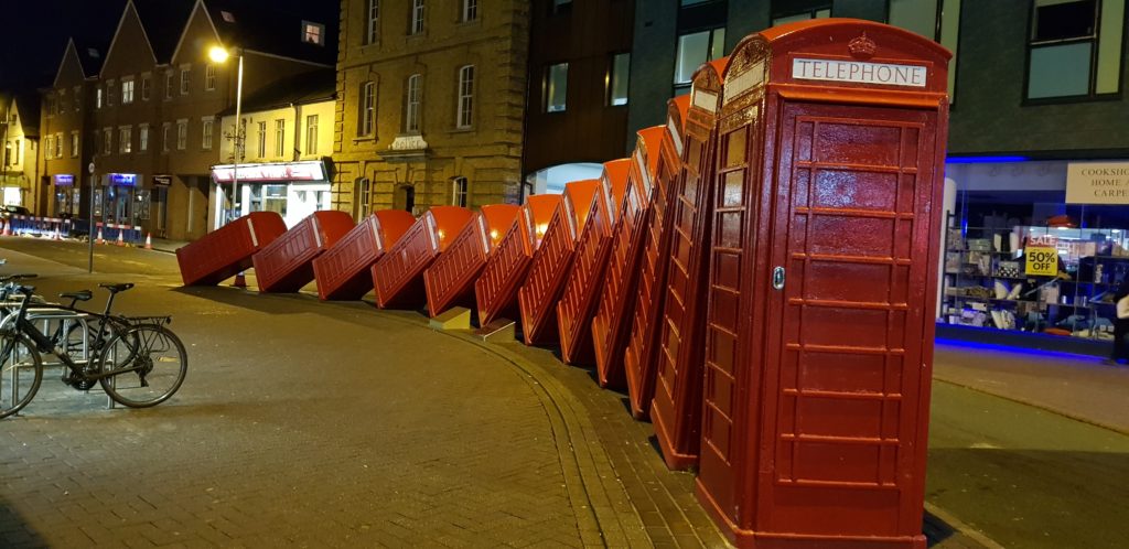 The domino effect, Kingston arty old phone cabins